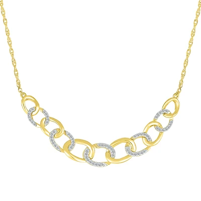 interlaced mesh Necklace for women with patterns and diamonds in 10K yellow Gold. Color: yellow | Doucet Latendresse