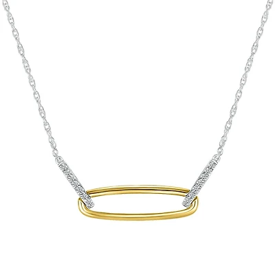 Collier trombone en argent sterling 2-tons avec Or 10K et diamants. Color: jaune | Doucet Latendresse