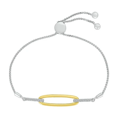 Paperclip  bracelet in 2-tone sterling silver and 10K Gold with diamonds.. Color: 2 tone | Doucet Latendresse
