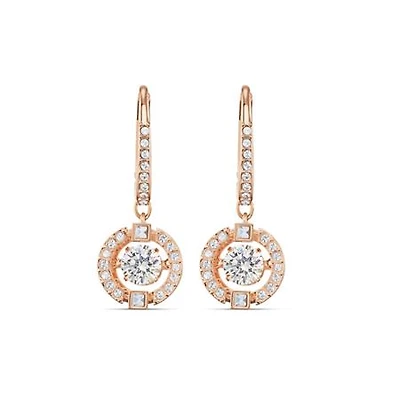Swarovski ''Sparkling Dance'' pendant earrings- Rose gold-tone plated. Color: pink | Doucet Latendresse