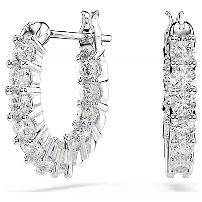 Boucles d'Oreilles Matrix Vittore en Métal Rhodié avec Cristaux Swarovski - 15mm. Color: blanc | Doucet Latendresse