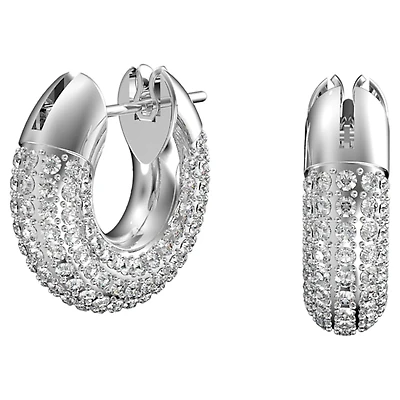 Boucles d'oreilles anneauc Swarovski ''Dextrera'' - Blanc, Métal rhodié. Color: blanc | Doucet Latendresse