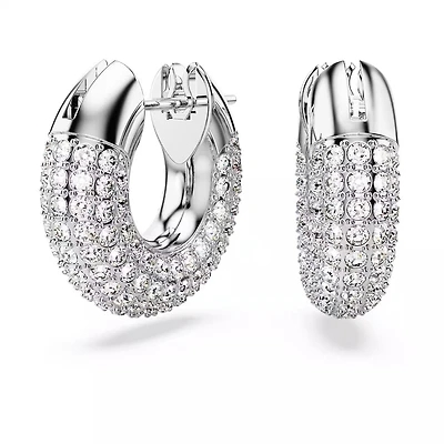 Boucles d'Oreilles Dextera en Métal Rhodié avec Cristaux Swarovski - 1.5 x 1.5 cm. Color: blanc | Doucet Latendresse