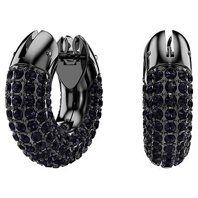 Boucles d'Oreilles Dextera en Métal Plaqué Ruthenium avec Cristaux Swarovski - 1.5 x 1.5 cm. Color: noir | Doucet Latendresse