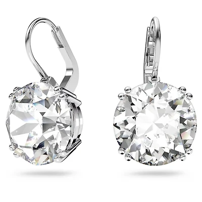 Boucles d'Oreilles Millenia en Métal Rhodié avec Cristal Swarovski - 2 x 1 cm. Color: blanc | Doucet Latendresse