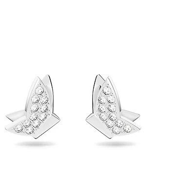 Clous d'oreilles ''Lilia'' Swarovski - Blanc, Métal rhodié. Color: blanc | Doucet Latendresse