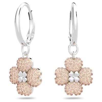 Swarovski ''Latisha'' pendants earrings - Pink, Rhodium plated. Color: white | Doucet Latendresse