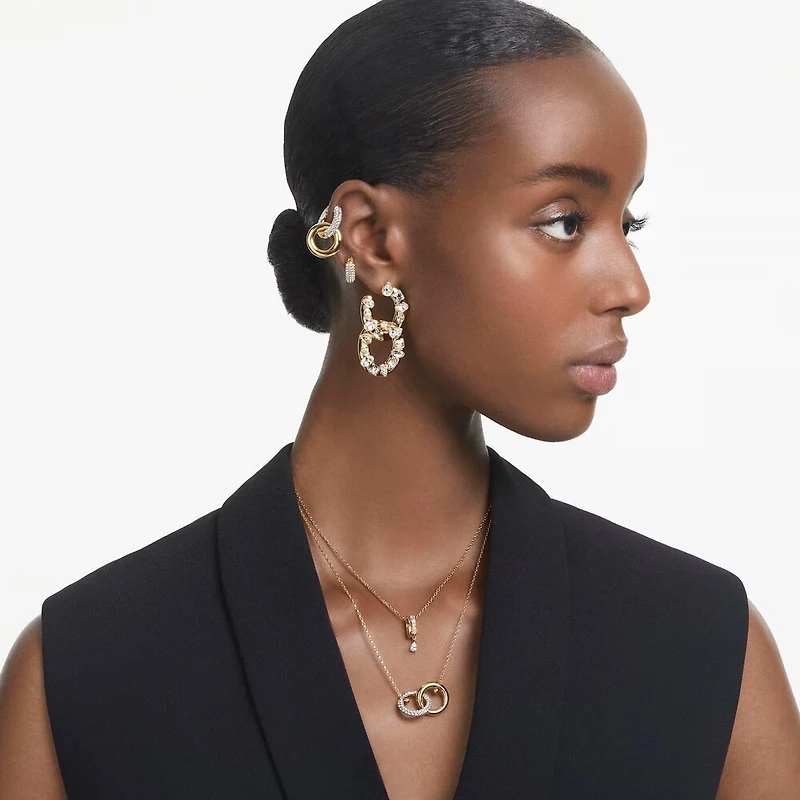 Boucle d'Oreilles Dextera en Métal Plaqué Or avec Cristaux Swarovski