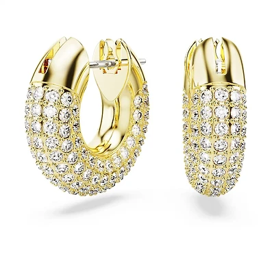 Dextera Hoop Earrings in Gold Plated Metal with Swarovski Crystals - 1.5 x 1.5 cm. Color: yellow | Doucet Latendresse