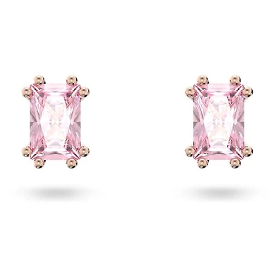 Clous d'oreilles Swarovski ''Stilla'' - Rose, Métal doré rose. Color: rose | Doucet Latendresse