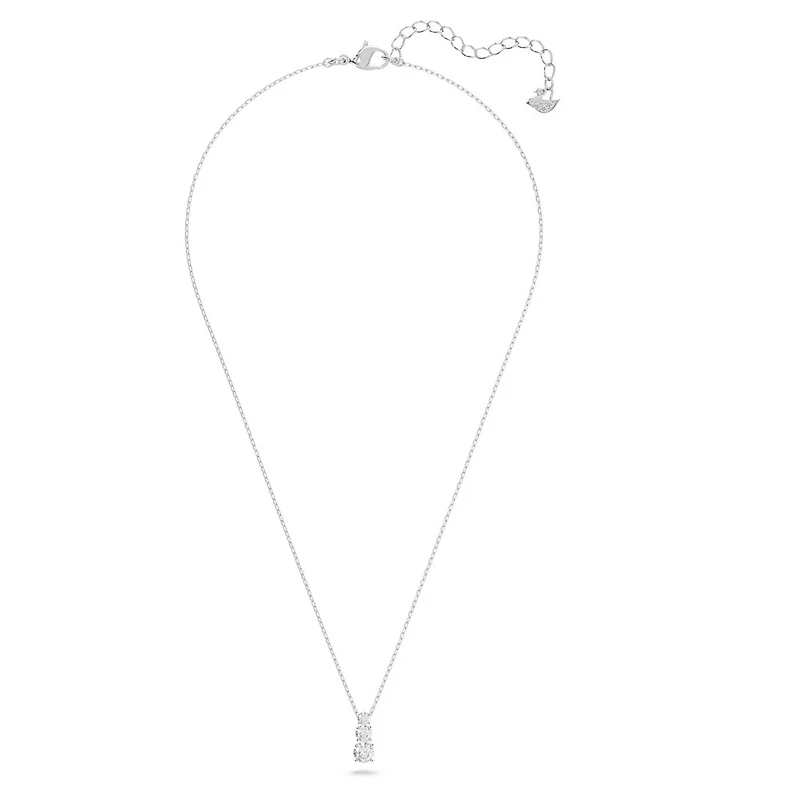 Collier Stilla Attract en Métal Rhodié avec Cristaux Swarovski - 38cm - 43cm. Color: blanc | Doucet Latendresse