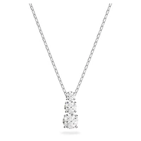 Collier Stilla Attract en Métal Rhodié avec Cristaux Swarovski - 38cm - 43cm. Color: blanc | Doucet Latendresse