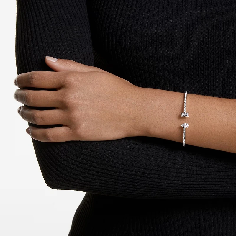 Manchette Mesmera en Métal Rhodié avec Cristaux Swarovski - 6.25