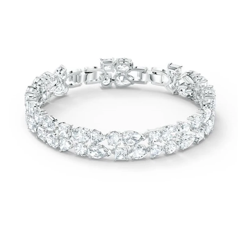 Bracelet Swarovski tennis deluxe - Blanc, Métal rhodié. Color: blanc | Doucet Latendresse