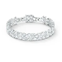 Bracelet Swarovski tennis deluxe - Blanc, Métal rhodié. Color: blanc | Doucet Latendresse