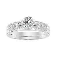 Set d'alliances arrondi 10K avec diamants. Color: blanc | Doucet Latendresse