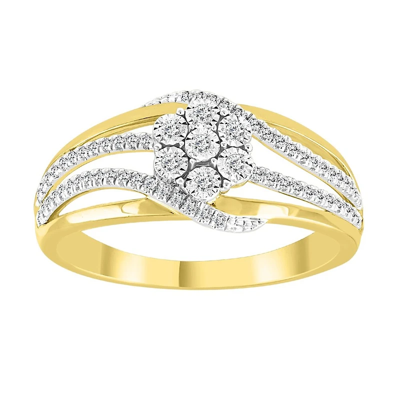 Bague avec une fleure 10K diamants. Color: jaune | Doucet Latendresse