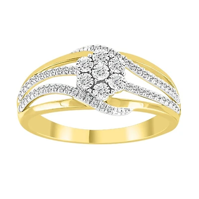 Bague avec une fleure 10K diamants. Color: jaune | Doucet Latendresse