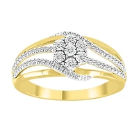 Bague avec une fleure 10K diamants. Color: jaune | Doucet Latendresse