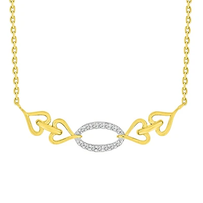 Heart necklace for women - 10K yellow gold and 10 pts diamonds. Color: yellow | Doucet Latendresse