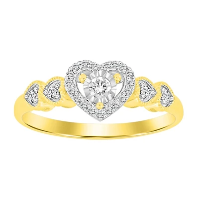 Bague coeur pour femme - Or jaune 10K et diamants 15 pts. Color: jaune | Doucet Latendresse