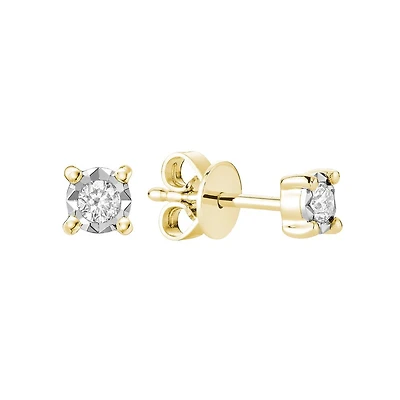 Stud earrings in 10K yellow Gold & Diamonds 13pts.. Color: 2 tone | Doucet Latendresse