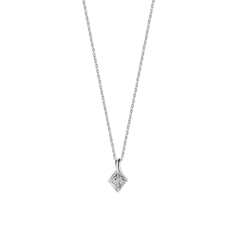 Pendant for woman - 10K white gold & Diamonds 4pts. - 18