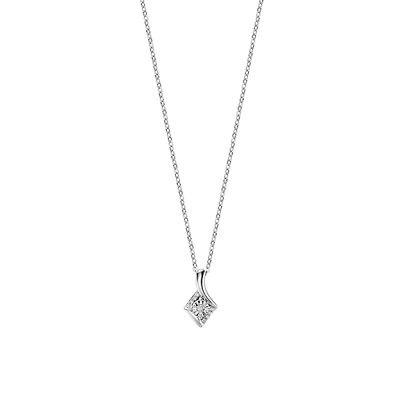 Pendentif pour femme - Or blanc 10K & Diamants totalisant 4pts - chaine 18