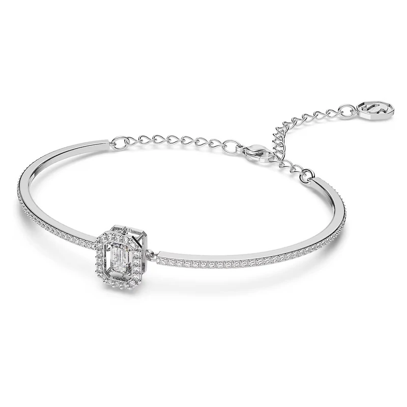 Bracelet-jonc Millenia en Métal Rhodié avec Cristaux Swarovski - 16.5 - 20 cm. Color: blanc | Doucet Latendresse