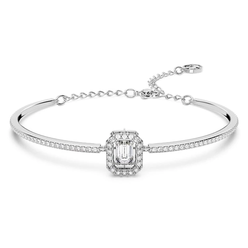Bracelet-jonc Millenia en Métal Rhodié avec Cristaux Swarovski - 18.5cm. Color: blanc | Doucet Latendresse