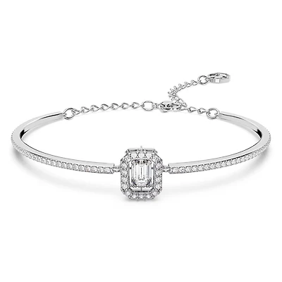Millenia Bangle in Rhodium-Plated Metal with Swarovski Crystals - 16.5 - 20 cm. Color: white | Doucet Latendresse