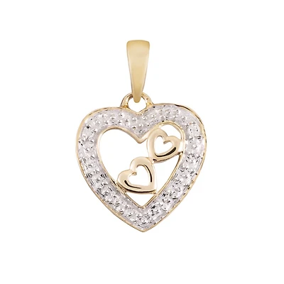Pendentif en coeur en Or jaune 10K et diamants. Color: rose | Doucet Latendresse