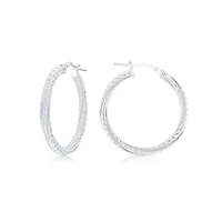 Hoops earrings with patterns for women - Sterling silver