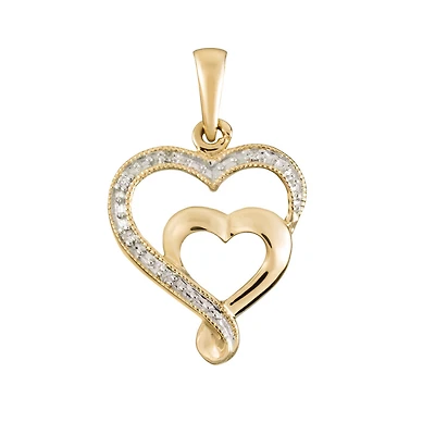 Pendentif en coeur en Or jaune 10K et diamants. Color: jaune | Doucet Latendresse
