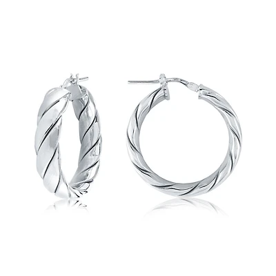 Boucles d’oreilles torsade pour femme - Argent Sterling,Rhodium plaqué. Color: blanc | Doucet Latendresse