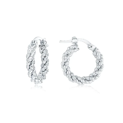Boucles d'oreilles anneaux pour femme - Argent sterling,Rhodium plaqué. Color: blanc | Doucet Latendresse