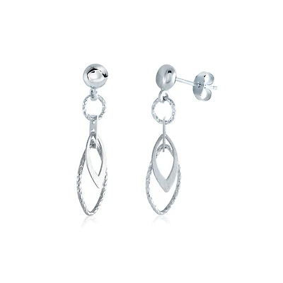 Boucles d'oreilles pendantes pour femme - Argent sterling,Rhodium plaqué - 35mm x10mm. Color: blanc | Doucet Latendresse
