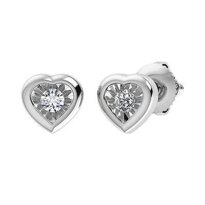 Boucles d'oreilles en coeur pour femme - Argent sterling et diamants 2pts. Color: gris | Doucet Latendresse
