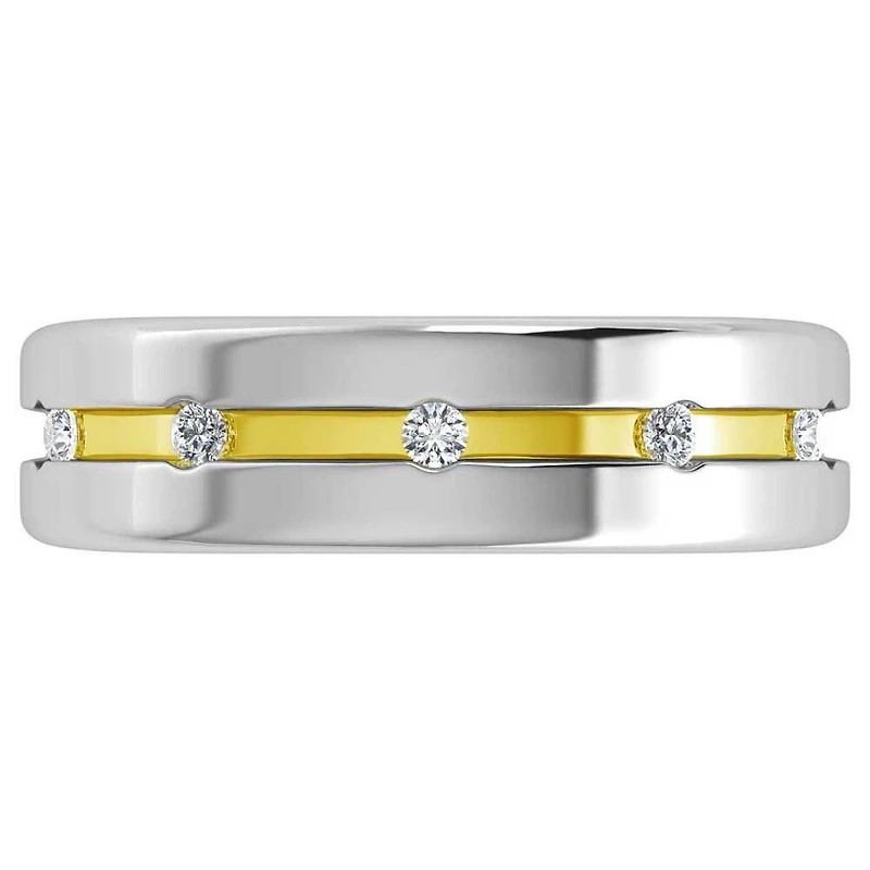 10k Gold and Sterling Silver Bangle with Diamonds