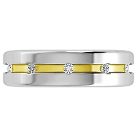 10k Gold and Sterling Silver Bangle with Diamonds
