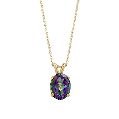 Genuine mystical Topaz pendant with 18'' chain - 10K yellow Gold. Color: yellow | Doucet Latendresse
