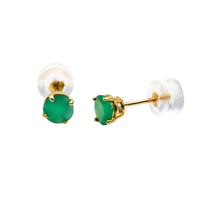 Boucles d'oreilles avec Émeraude véritable 5mm - Or jaune 10K. Color: jaune | Doucet Latendresse