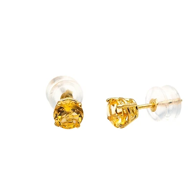 Earrings with genuine Citrine 5mm - 10K yellow Gold. Color: yellow | Doucet Latendresse