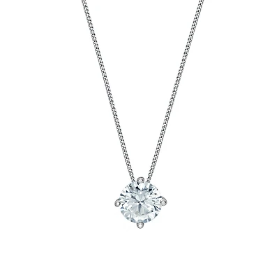 Half Carat Lab Grown Diamond Solitaire Pendant with 14k White Gold (Chain  included). Color: white | Doucet Latendresse