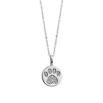 Pendentif patte de chien en argent sterling .925 avec zircone cubique. Color: blanc | Doucet Latendresse