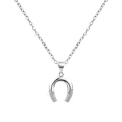 Pendentif fer à cheval en argent sterling .925 et zircons cubiques - 18