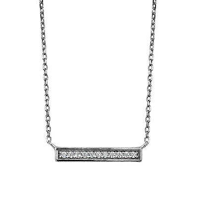 Bar necklace sterling silver . 925  & Cubic zirconia. Color: white | Doucet Latendresse