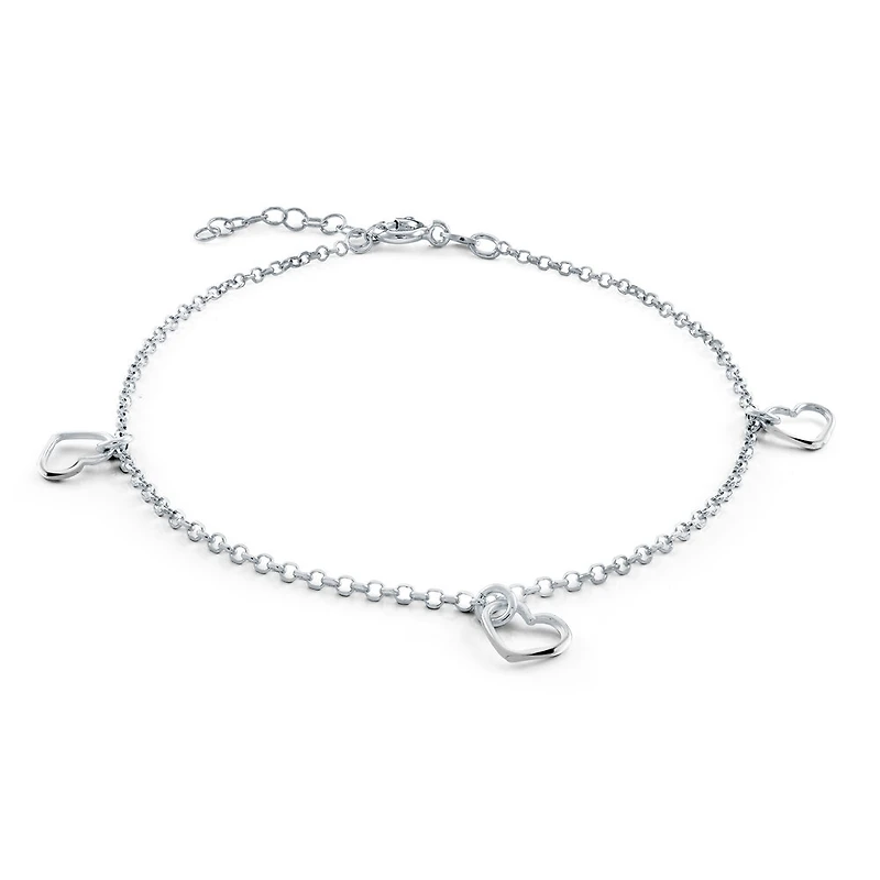 Bracelet en argent sterling .925 avec 3 coeurs. Color: blanc | Doucet Latendresse