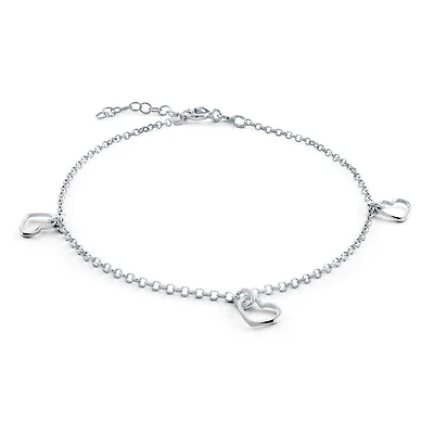 Bracelet en argent sterling .925 avec 3 coeurs. Color: blanc | Doucet Latendresse