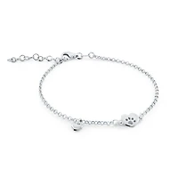 Bracelet patte de chien en argent sterling .925 avec un petit cœur. Color: blanc | Doucet Latendresse